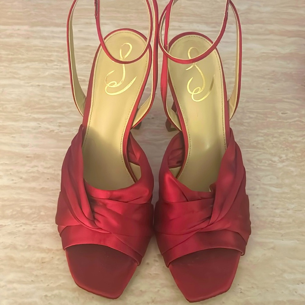 Sam Edelman Pink Satin Ankle Strap Heels 10.5
